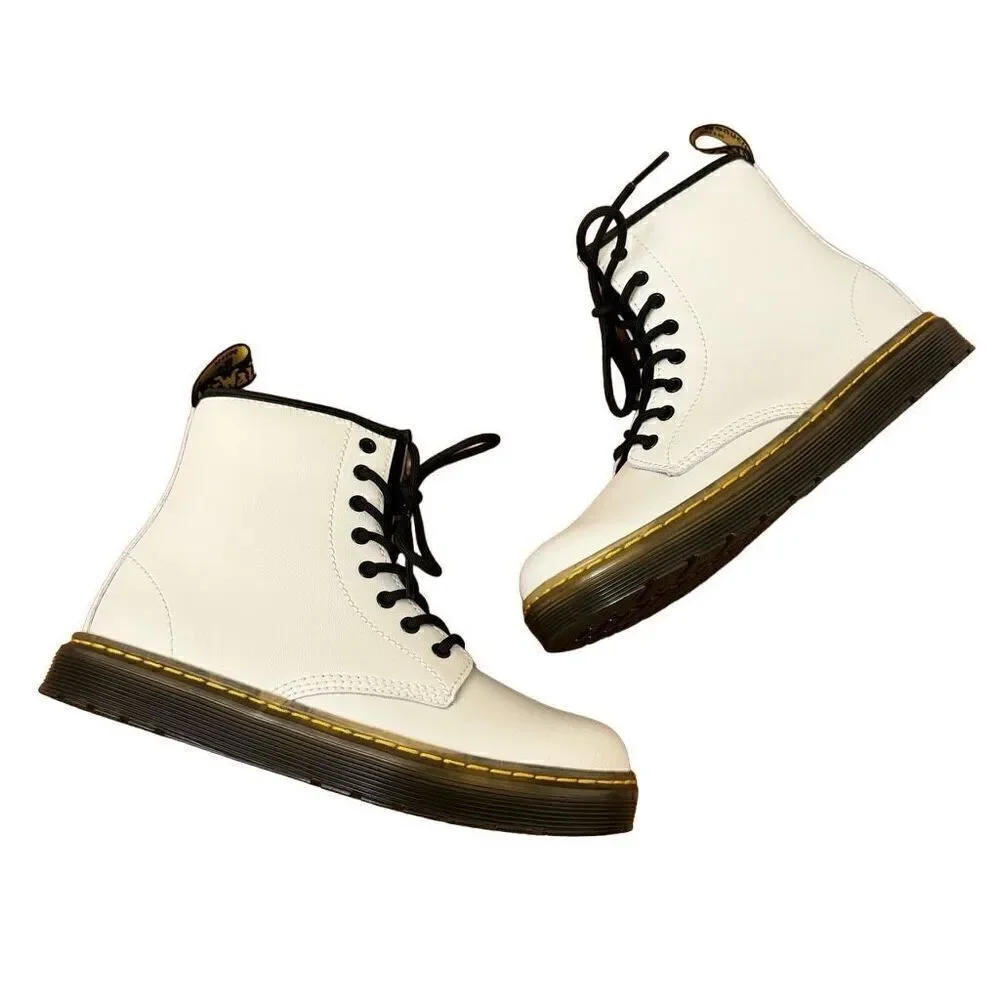Dr. Martens Zavala Combat Boots White NEW Kids Size US 3